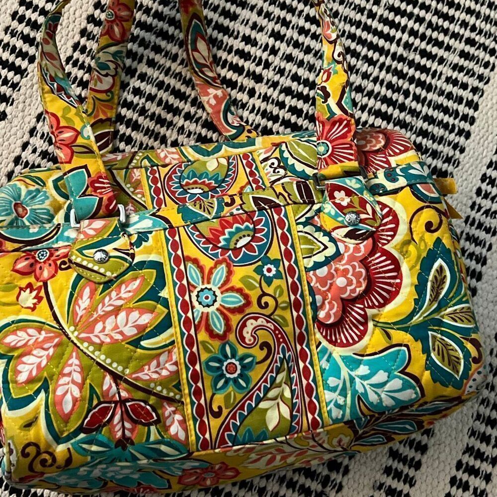 Vera Bradley yellow multicolor duffle bag 12.5”x10” - Picture 2 of 5